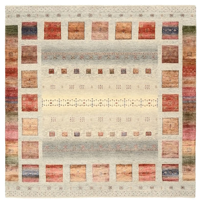 Alfombra Gabbeh - Loribaft Indus cuadrado  - 205 x 204 cm - crema