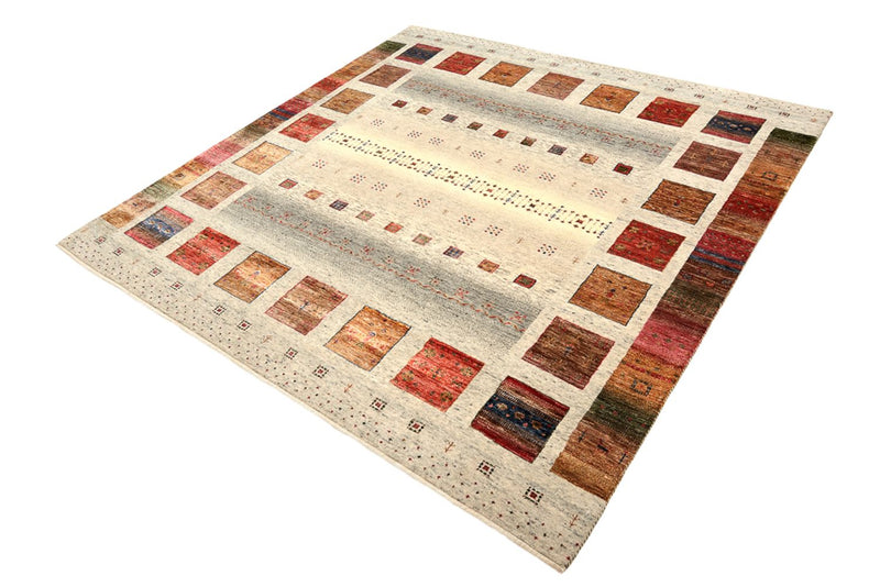 Alfombra Gabbeh - Loribaft Indus cuadrado  - 205 x 204 cm - crema
