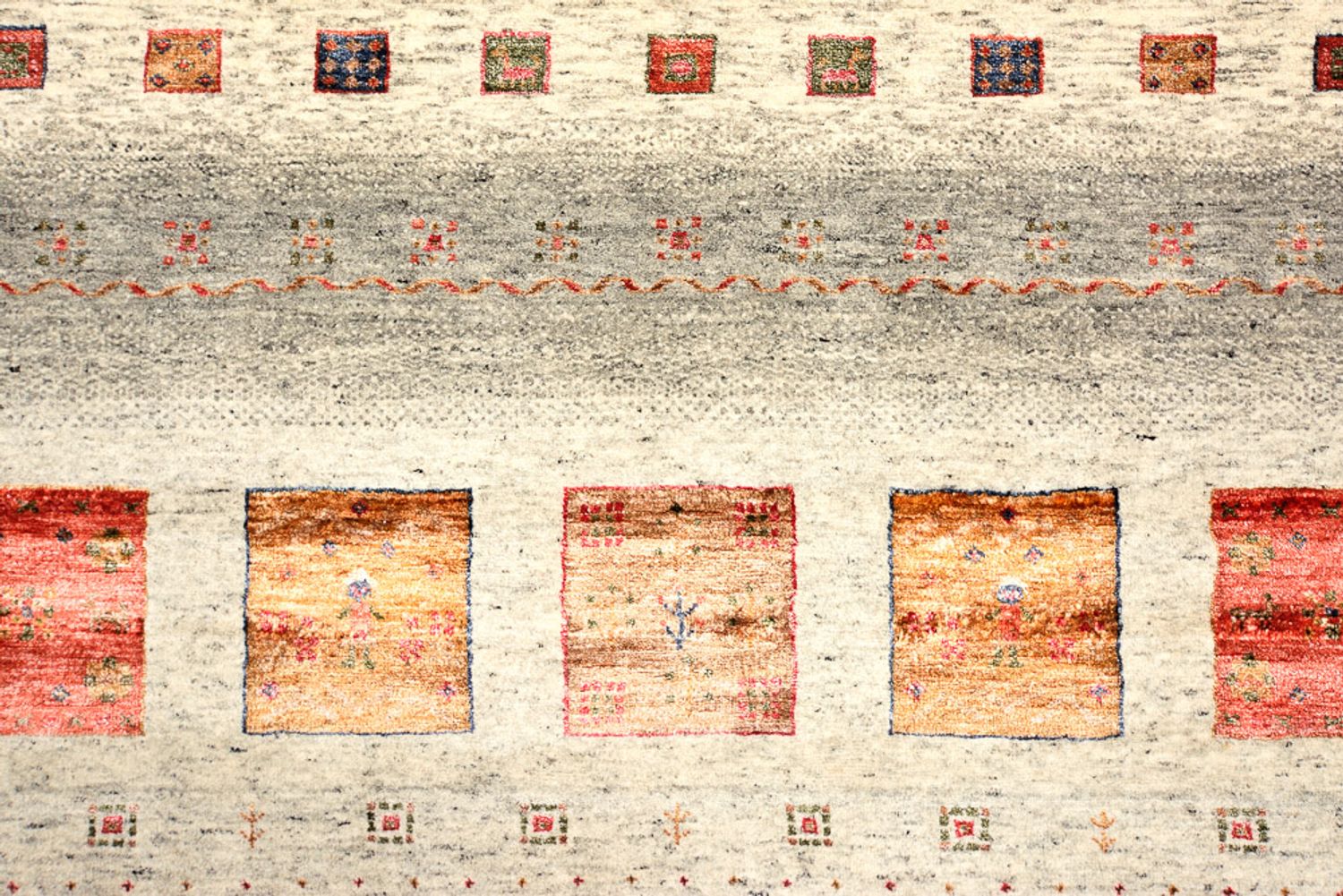 Alfombra Gabbeh - Loribaft Indus cuadrado  - 205 x 204 cm - crema