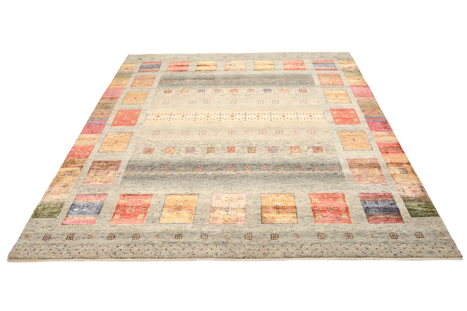 Alfombra Gabbeh - Loribaft Indus cuadrado  - 205 x 204 cm - crema