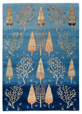 Alfombra Gabbeh - Loribaft Indus - 206 x 150 cm - azul