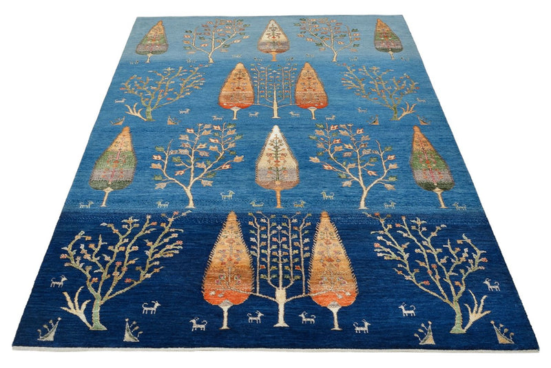 Alfombra Gabbeh - Loribaft Indus - 206 x 150 cm - azul