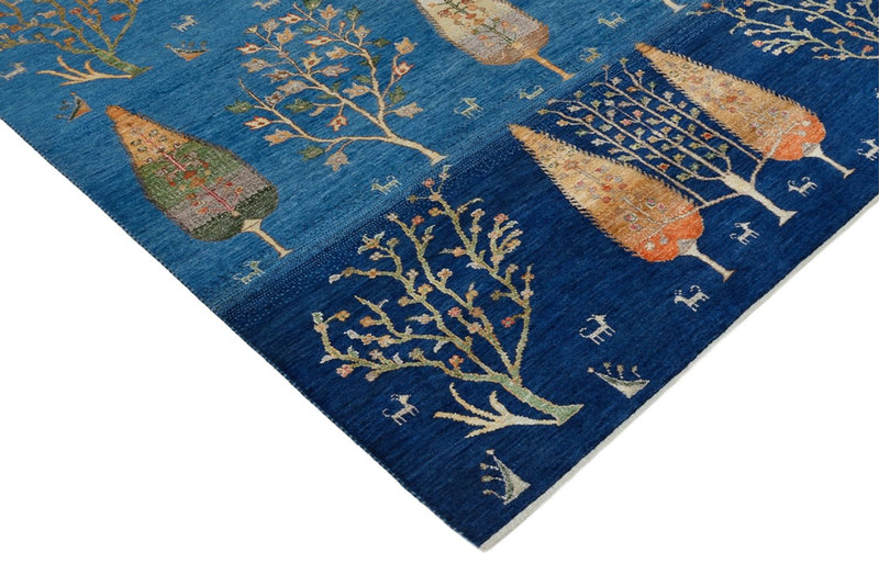 Alfombra Gabbeh - Loribaft Indus - 206 x 150 cm - azul