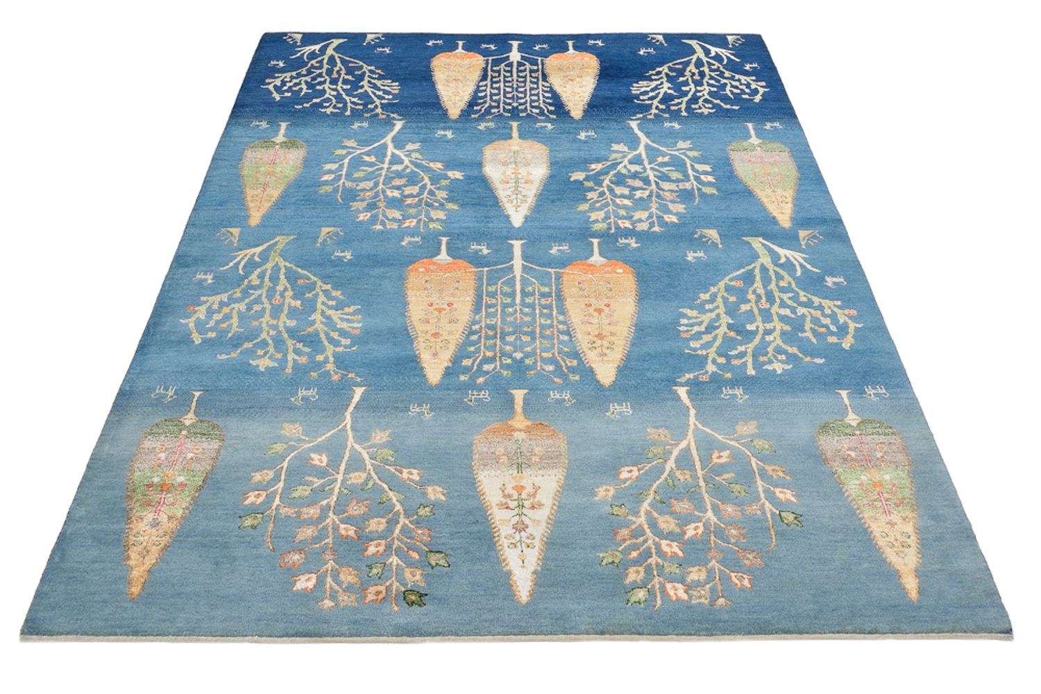 Alfombra Gabbeh - Loribaft Indus - 206 x 150 cm - azul