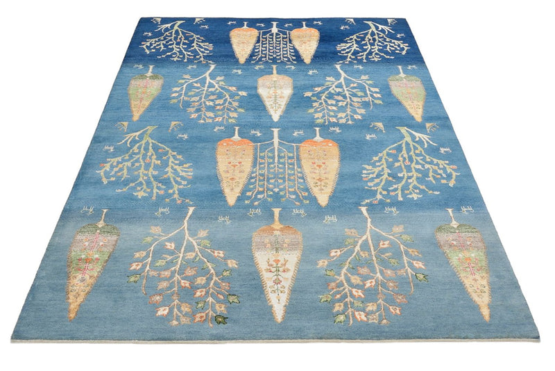 Alfombra Gabbeh - Loribaft Indus - 206 x 150 cm - azul