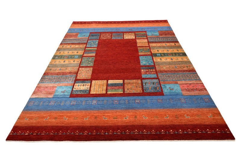Alfombra Gabbeh - Loribaft Indus - 249 x 206 cm - rojo