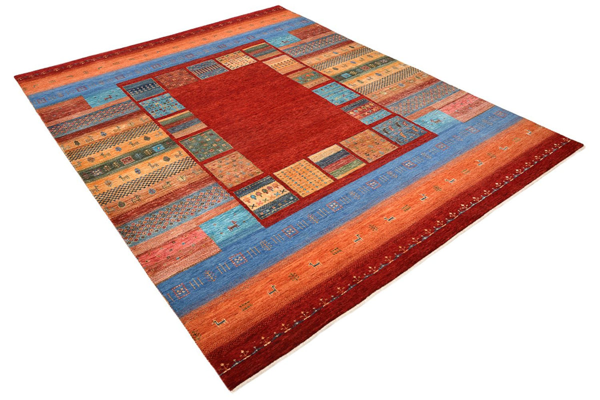 Alfombra Gabbeh - Loribaft Indus - 249 x 206 cm - rojo