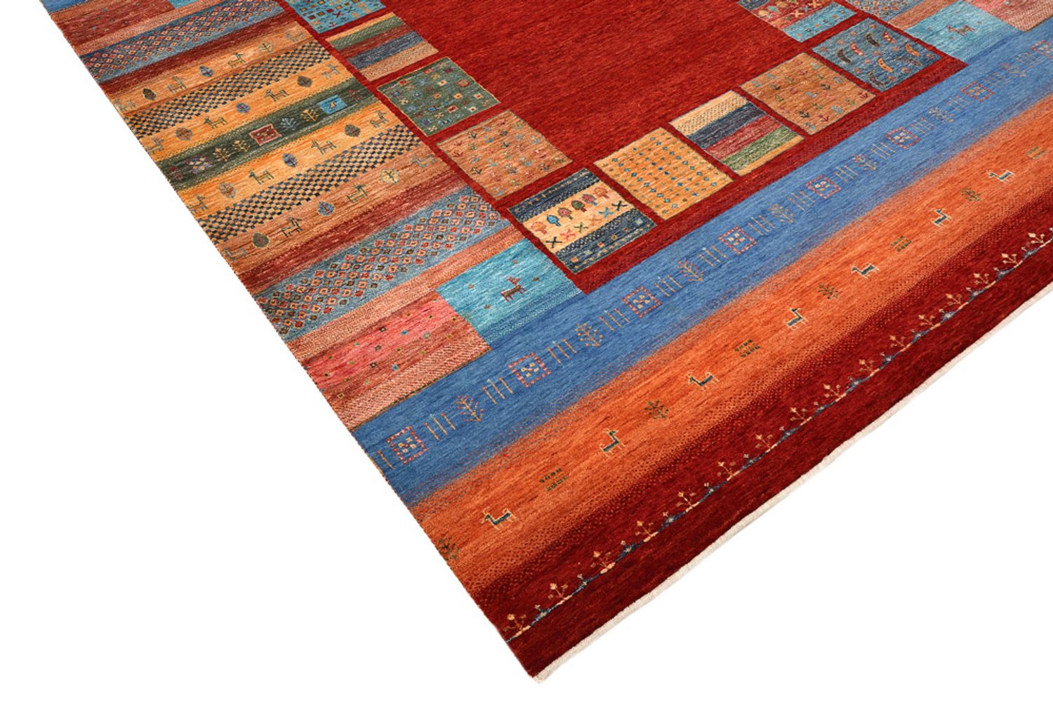 Alfombra Gabbeh - Loribaft Indus - 249 x 206 cm - rojo