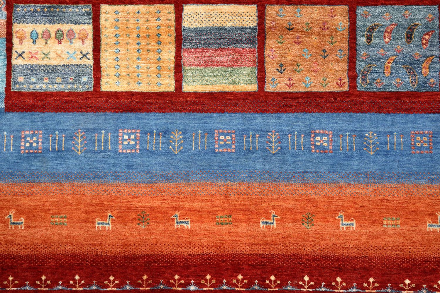 Alfombra Gabbeh - Loribaft Indus - 249 x 206 cm - rojo