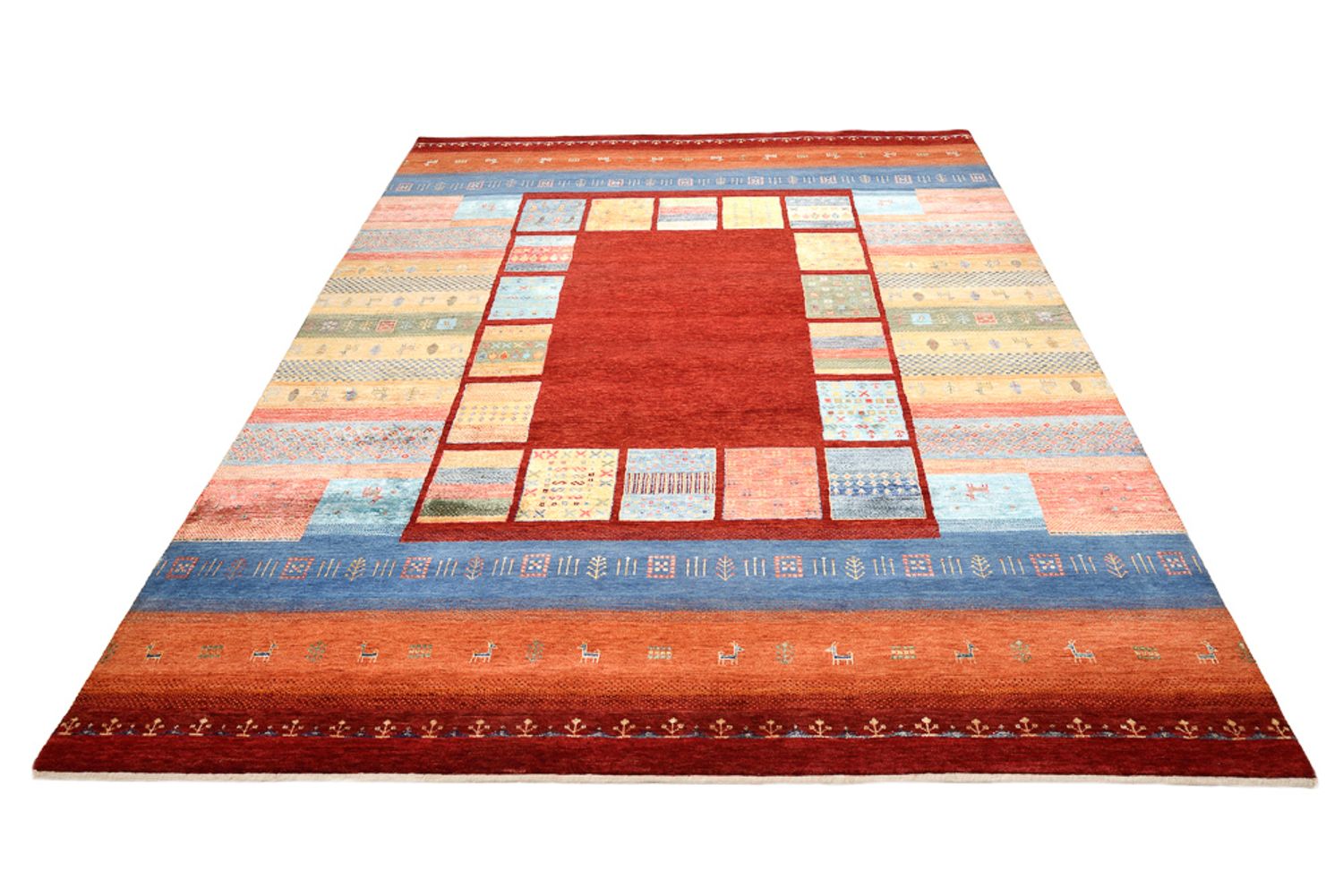Alfombra Gabbeh - Loribaft Indus - 249 x 206 cm - rojo