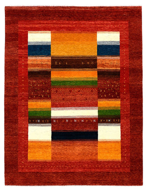Alfombra Gabbeh - Loribaft Indus - 259 x 203 cm - rojo