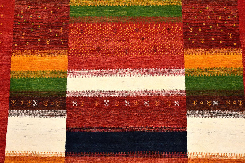 Alfombra Gabbeh - Loribaft Indus - 259 x 203 cm - rojo