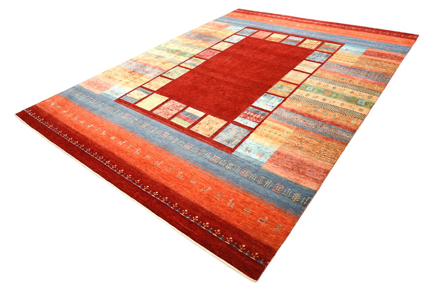 Alfombra Gabbeh - Loribaft Indus - 336 x 250 cm - rojo