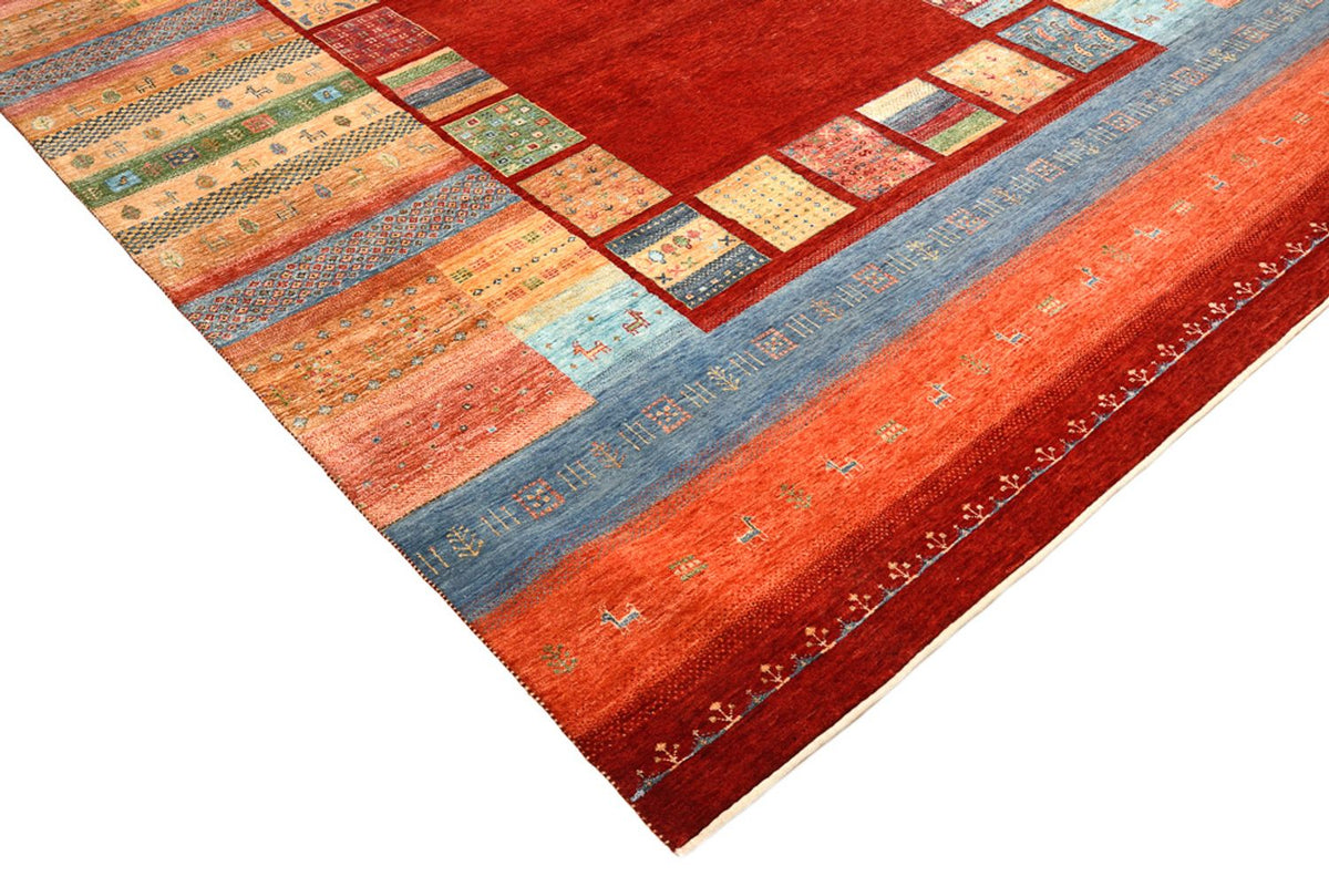 Alfombra Gabbeh - Loribaft Indus - 336 x 250 cm - rojo