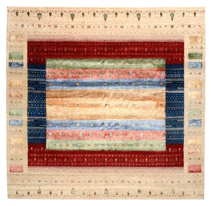 Alfombra Gabbeh - Loribaft Indus cuadrado  - 253 x 246 cm - multicolor