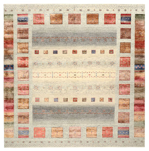 Alfombra Gabbeh - Loribaft Indus cuadrado  - 254 x 251 cm - beige claro