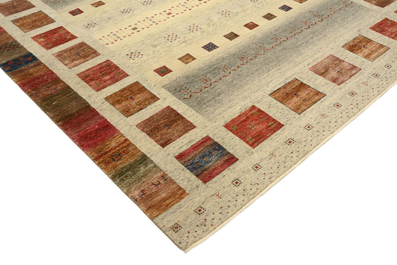 Alfombra Gabbeh - Loribaft Indus cuadrado  - 254 x 251 cm - beige claro