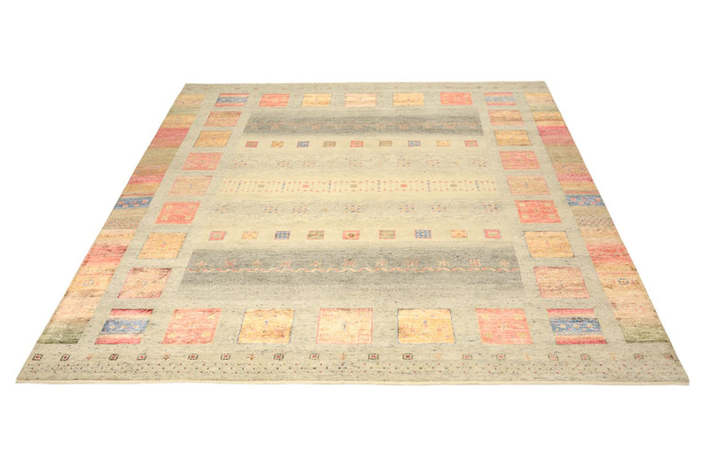 Alfombra Gabbeh - Loribaft Indus cuadrado  - 254 x 251 cm - beige claro