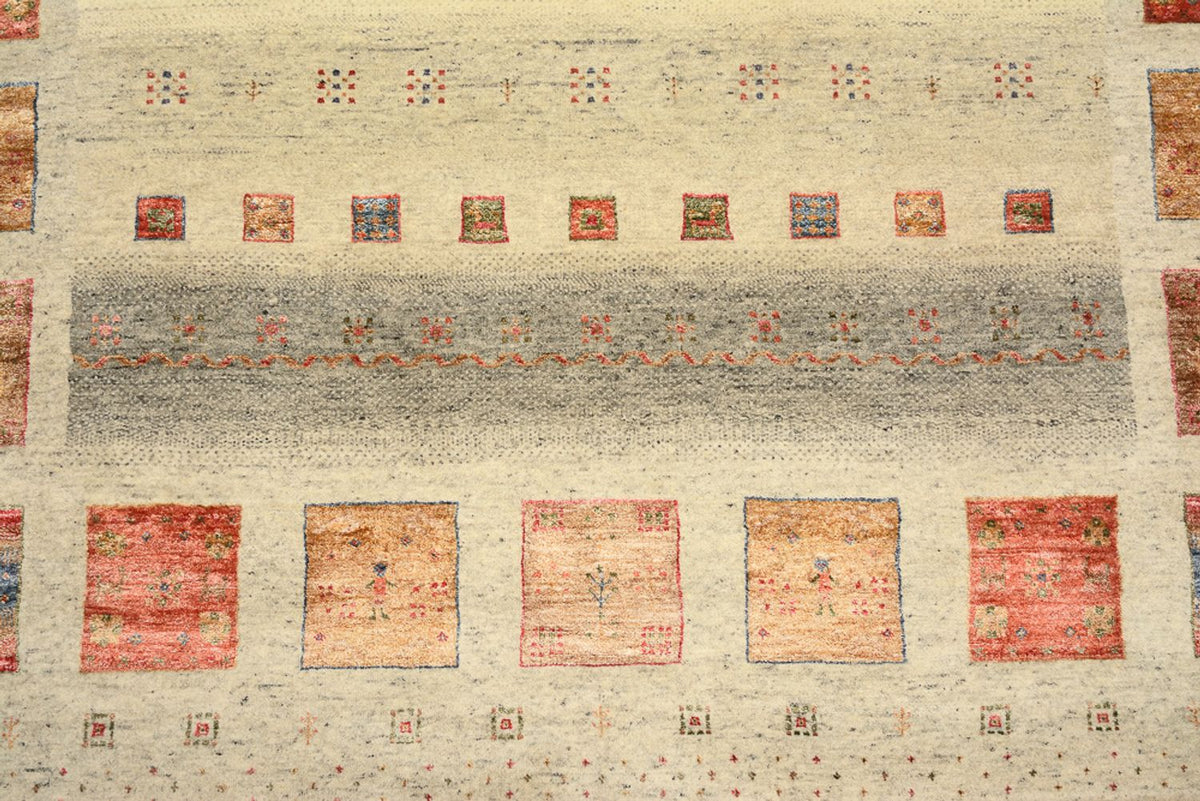 Alfombra Gabbeh - Loribaft Indus cuadrado  - 202 x 199 cm - beige claro