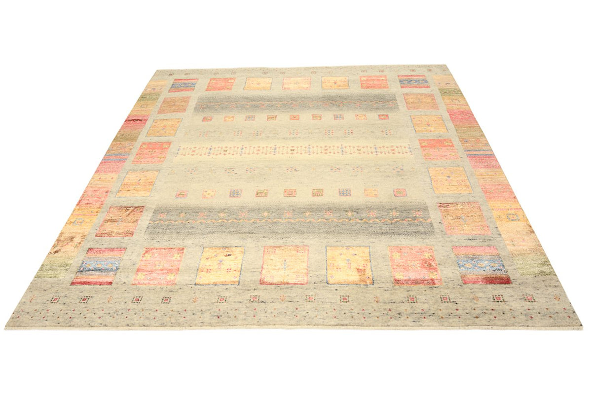 Alfombra Gabbeh - Loribaft Indus cuadrado  - 202 x 199 cm - beige claro