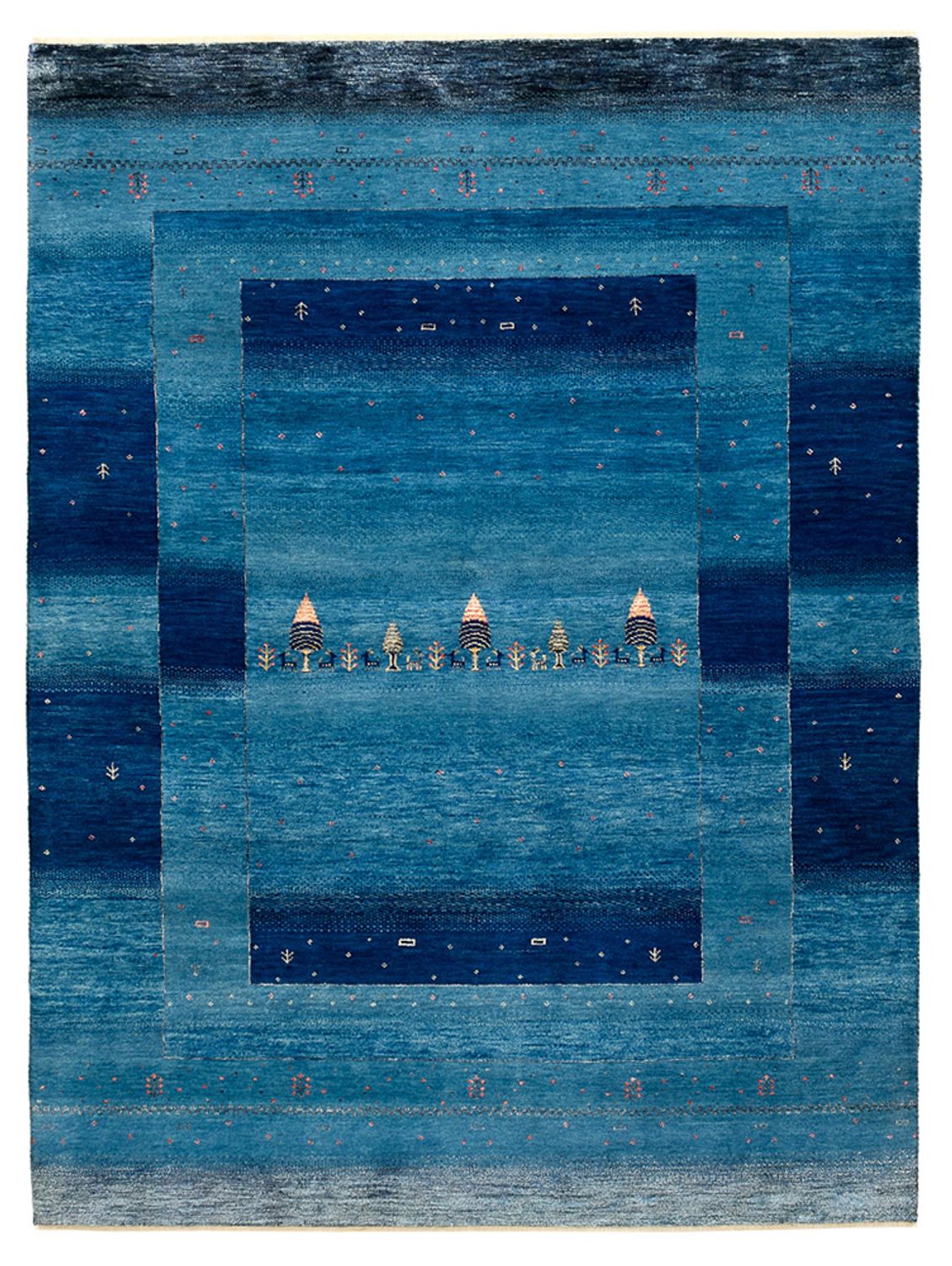Alfombra Gabbeh - Loribaft Indus - 201 x 152 cm - azul marino