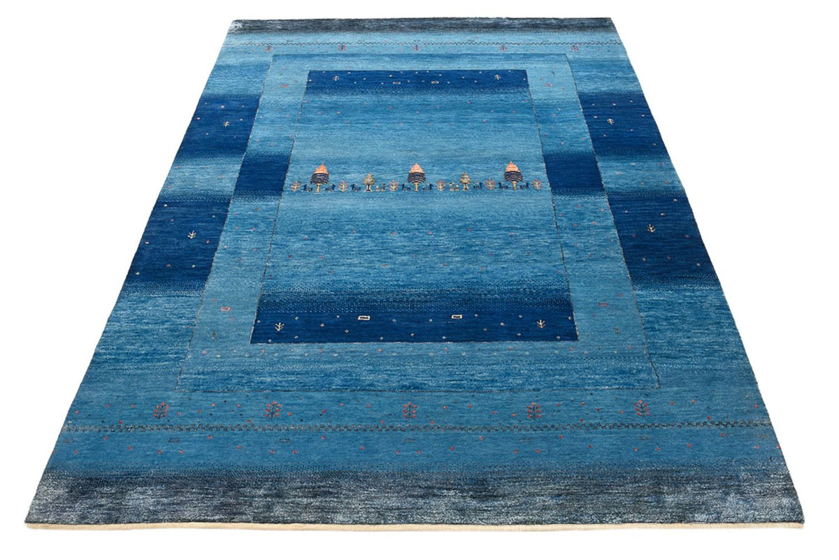 Alfombra Gabbeh - Loribaft Indus - 201 x 152 cm - azul marino
