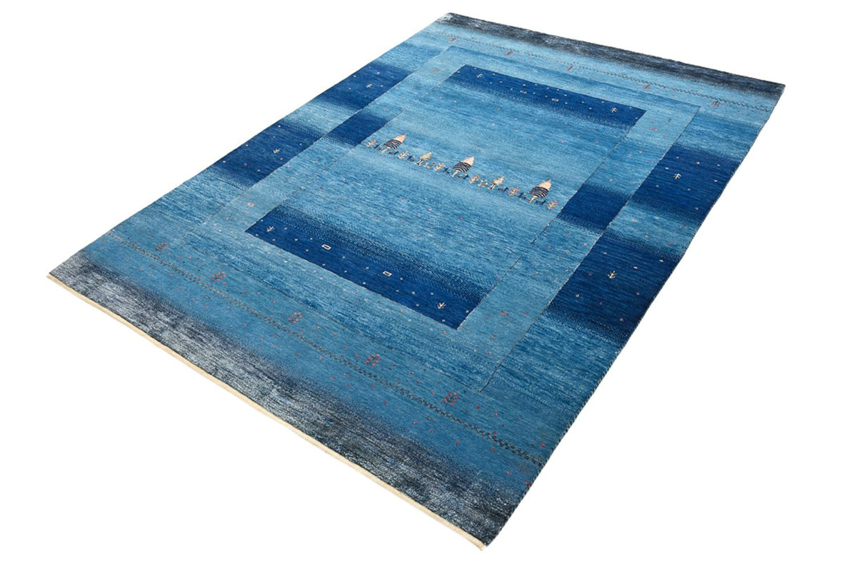 Alfombra Gabbeh - Loribaft Indus - 201 x 152 cm - azul marino