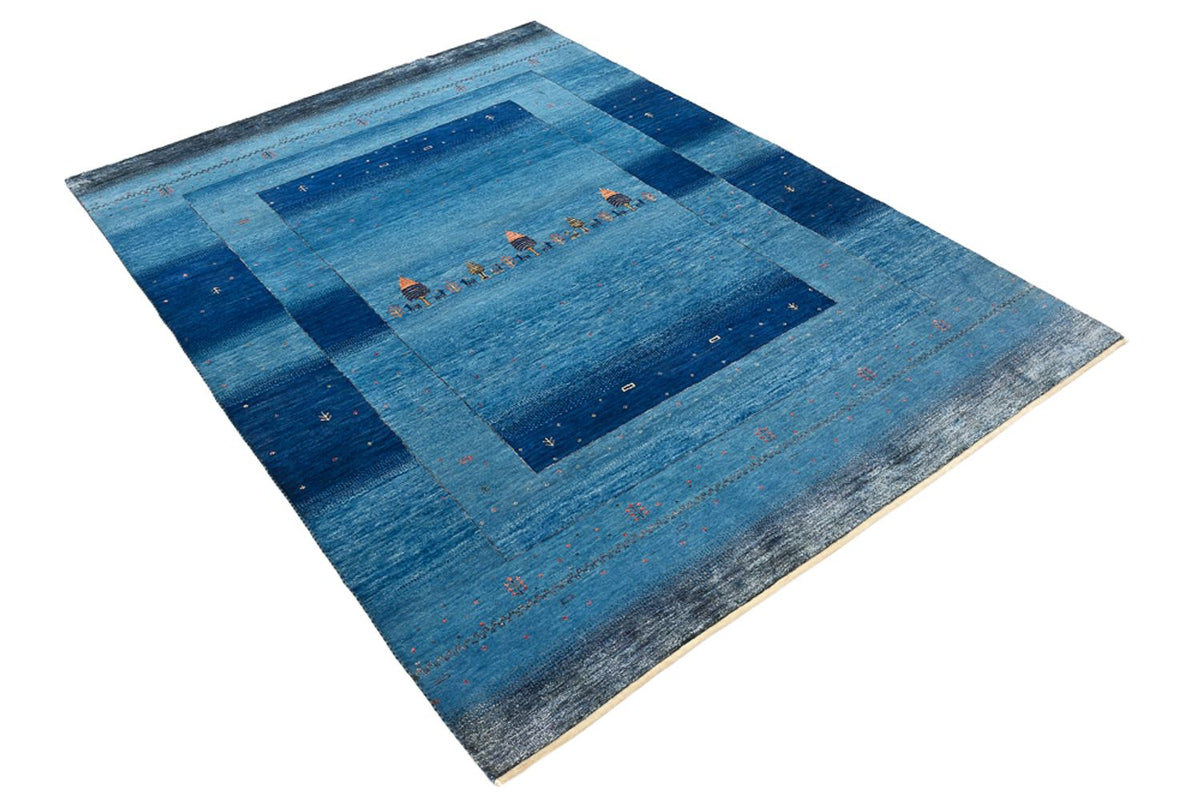 Alfombra Gabbeh - Loribaft Indus - 201 x 152 cm - azul marino