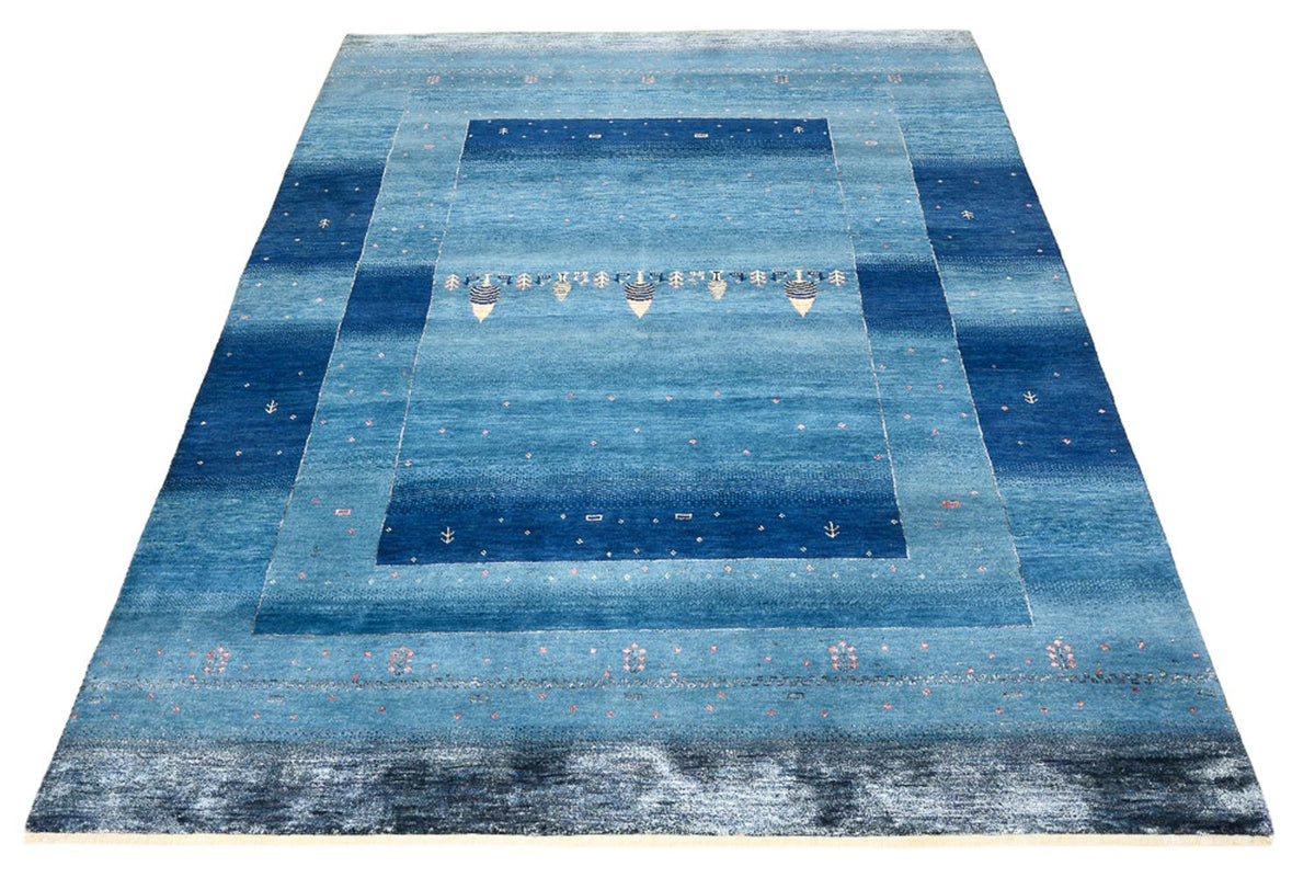Alfombra Gabbeh - Loribaft Indus - 201 x 152 cm - azul marino