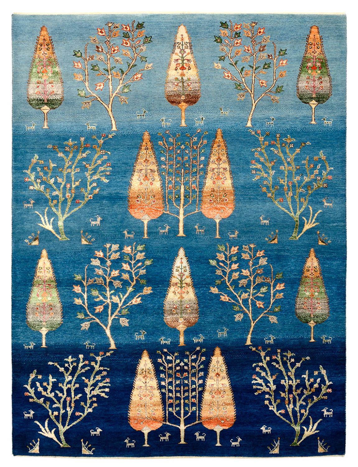 Alfombra Gabbeh - Loribaft Indus - 203 x 155 cm - azul marino