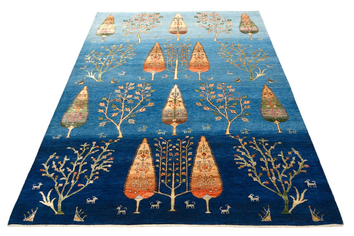 Alfombra Gabbeh - Loribaft Indus - 203 x 155 cm - azul marino