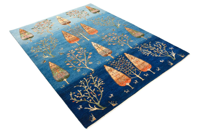 Alfombra Gabbeh - Loribaft Indus - 203 x 155 cm - azul marino