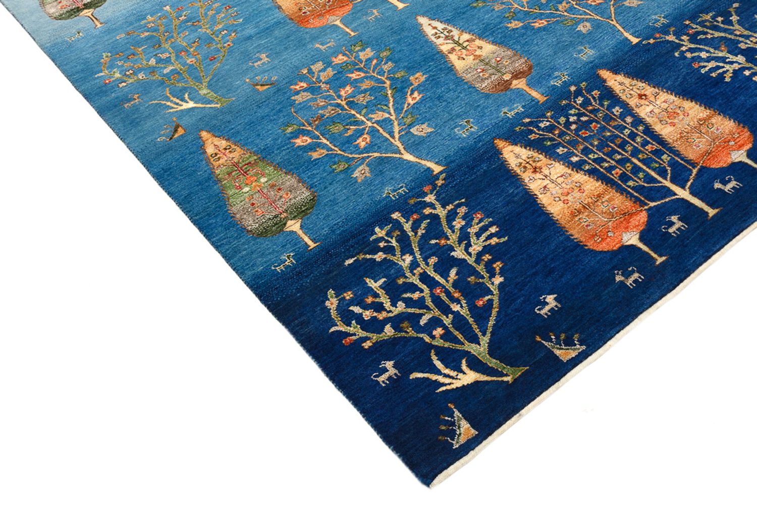 Alfombra Gabbeh - Loribaft Indus - 203 x 155 cm - azul marino