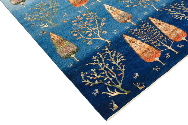 Alfombra Gabbeh - Loribaft Indus - 203 x 155 cm - azul marino