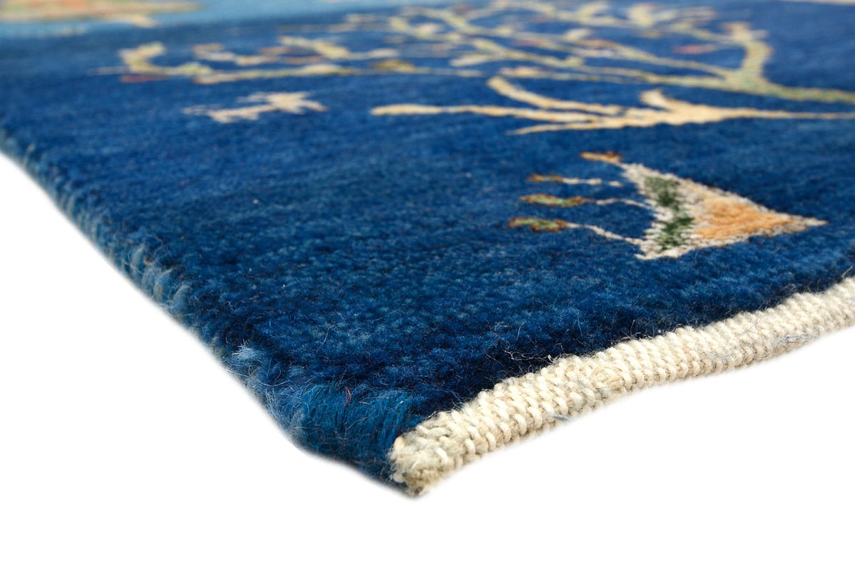 Alfombra Gabbeh - Loribaft Indus - 203 x 155 cm - azul marino