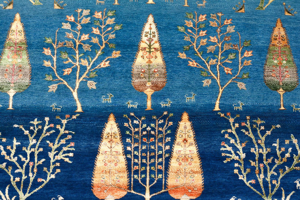 Alfombra Gabbeh - Loribaft Indus - 203 x 155 cm - azul marino