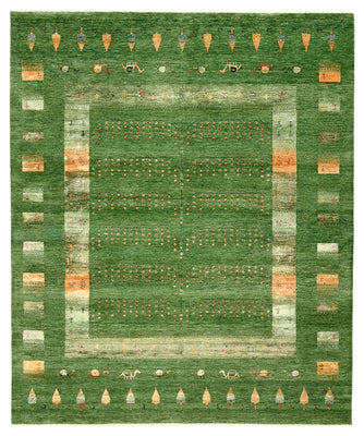 Alfombra Gabbeh - Loribaft Indus - 246 x 206 cm - verde