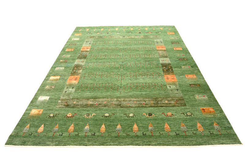 Alfombra Gabbeh - Loribaft Indus - 246 x 206 cm - verde