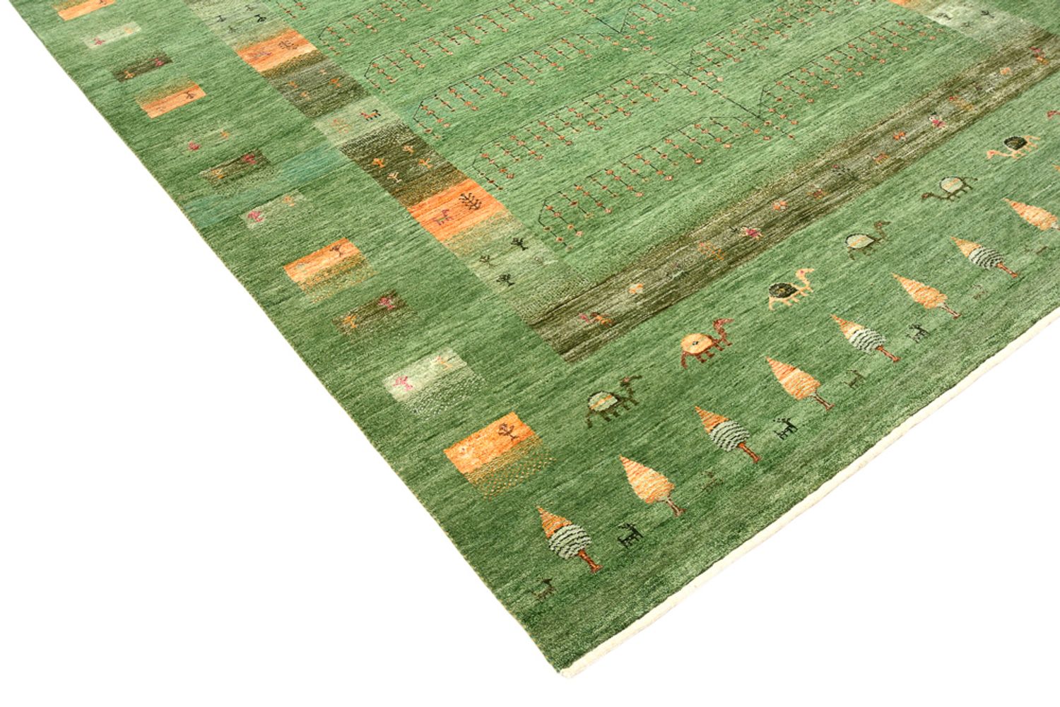 Alfombra Gabbeh - Loribaft Indus - 246 x 206 cm - verde
