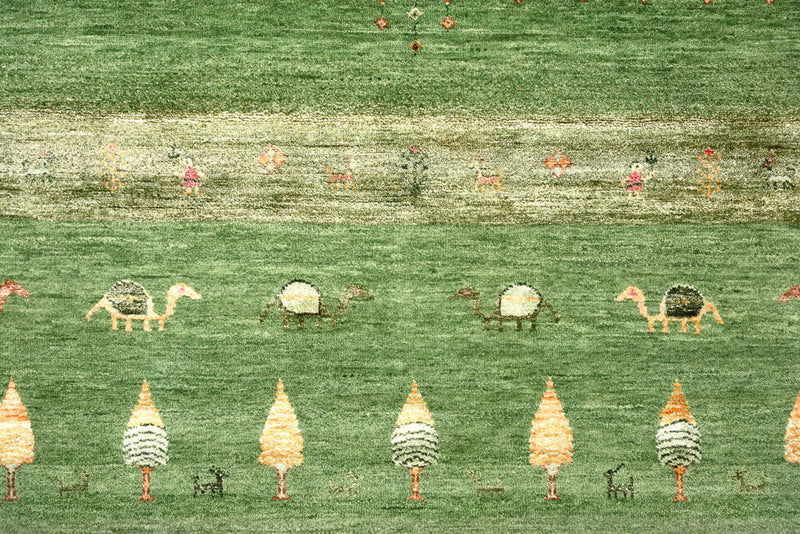 Alfombra Gabbeh - Loribaft Indus - 246 x 206 cm - verde