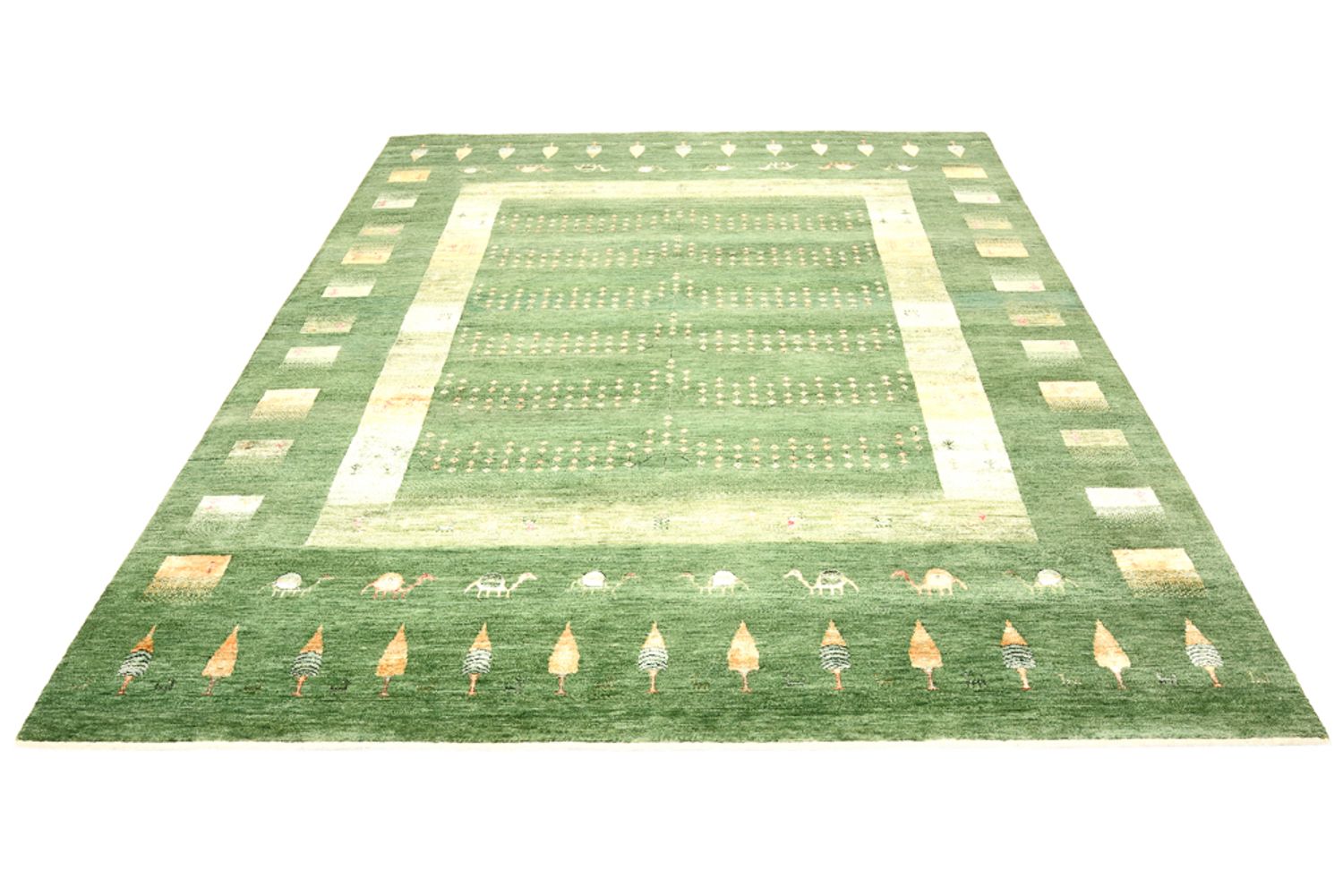 Alfombra Gabbeh - Loribaft Indus - 246 x 206 cm - verde