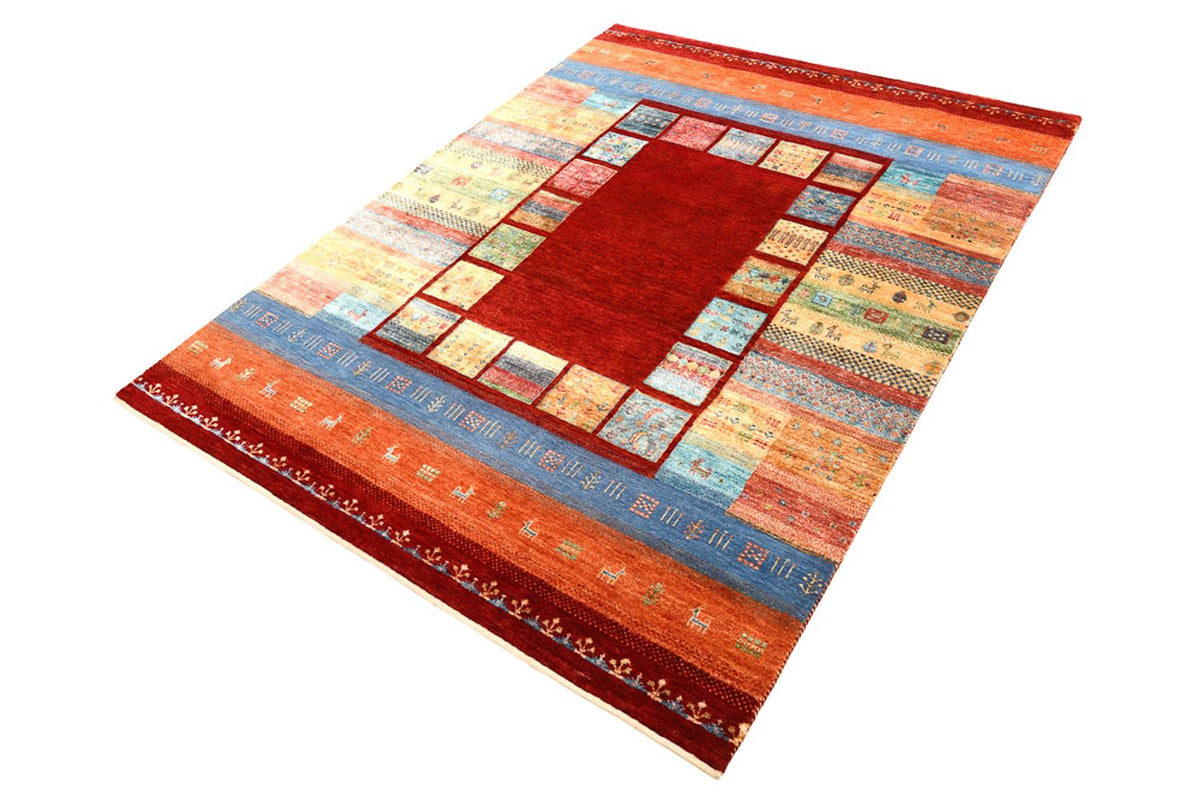 Alfombra Gabbeh - Loribaft Indus - 199 x 153 cm - rojo