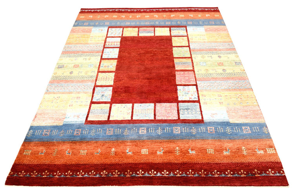 Alfombra Gabbeh - Loribaft Indus - 199 x 153 cm - rojo