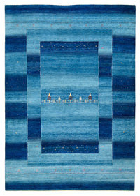 Alfombra Gabbeh - Loribaft Indus - 294 x 205 cm - azul marino