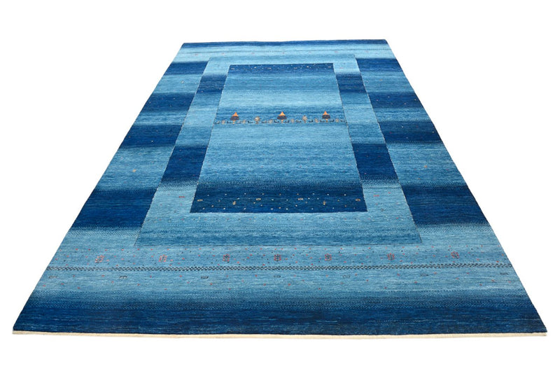 Alfombra Gabbeh - Loribaft Indus - 294 x 205 cm - azul marino