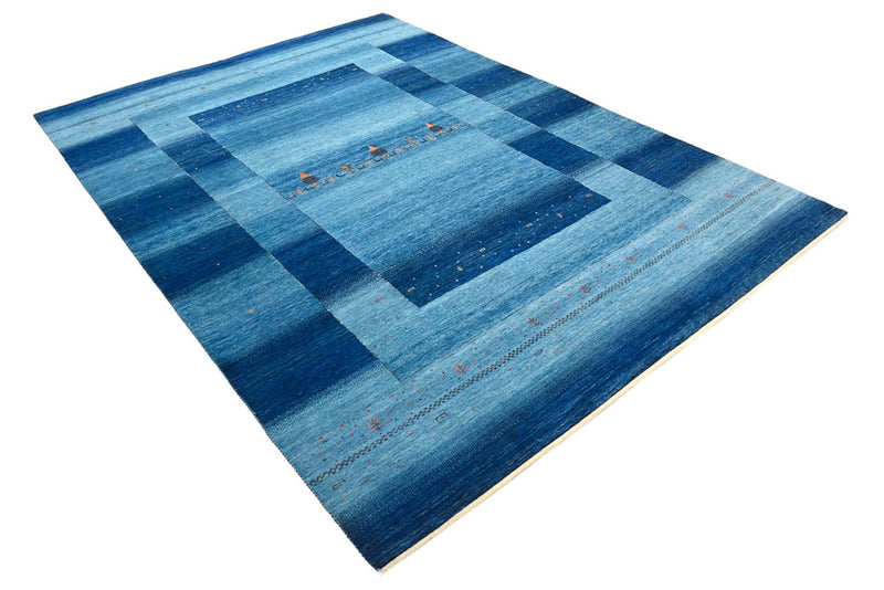 Alfombra Gabbeh - Loribaft Indus - 294 x 205 cm - azul marino