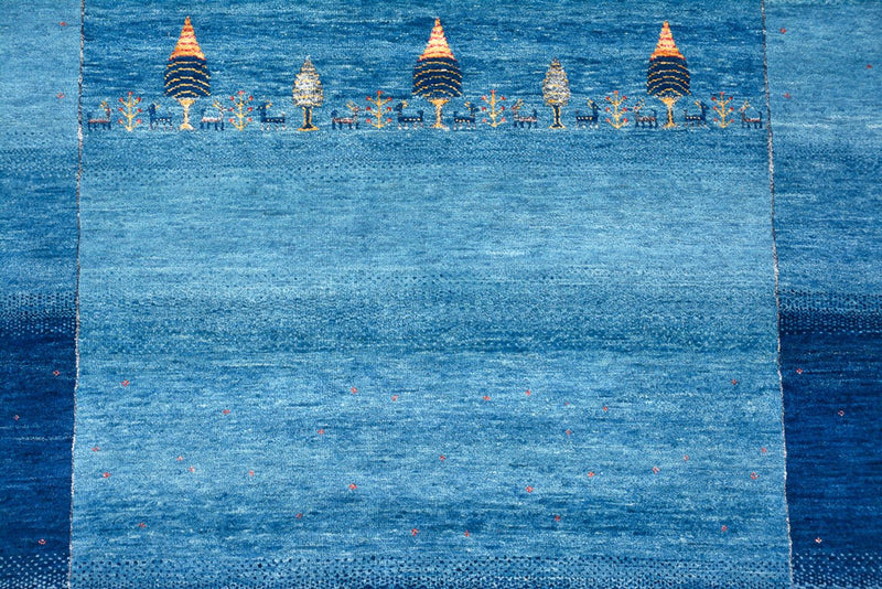 Alfombra Gabbeh - Loribaft Indus - 294 x 205 cm - azul marino