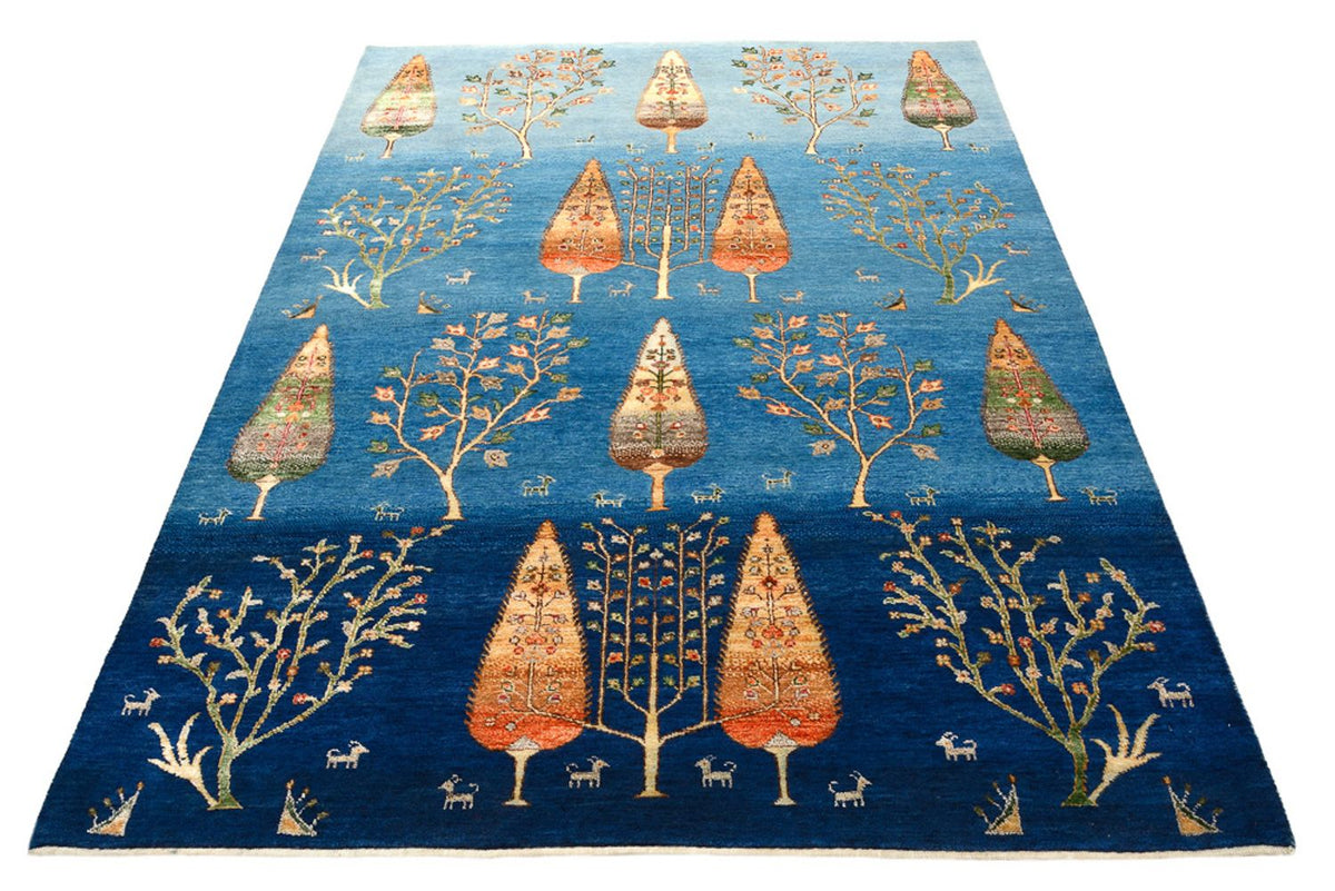 Alfombra Gabbeh - Loribaft Indus - 247 x 173 cm - azul marino