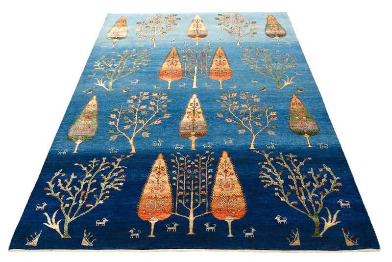 Alfombra Gabbeh - Loribaft Indus - 247 x 173 cm - azul marino