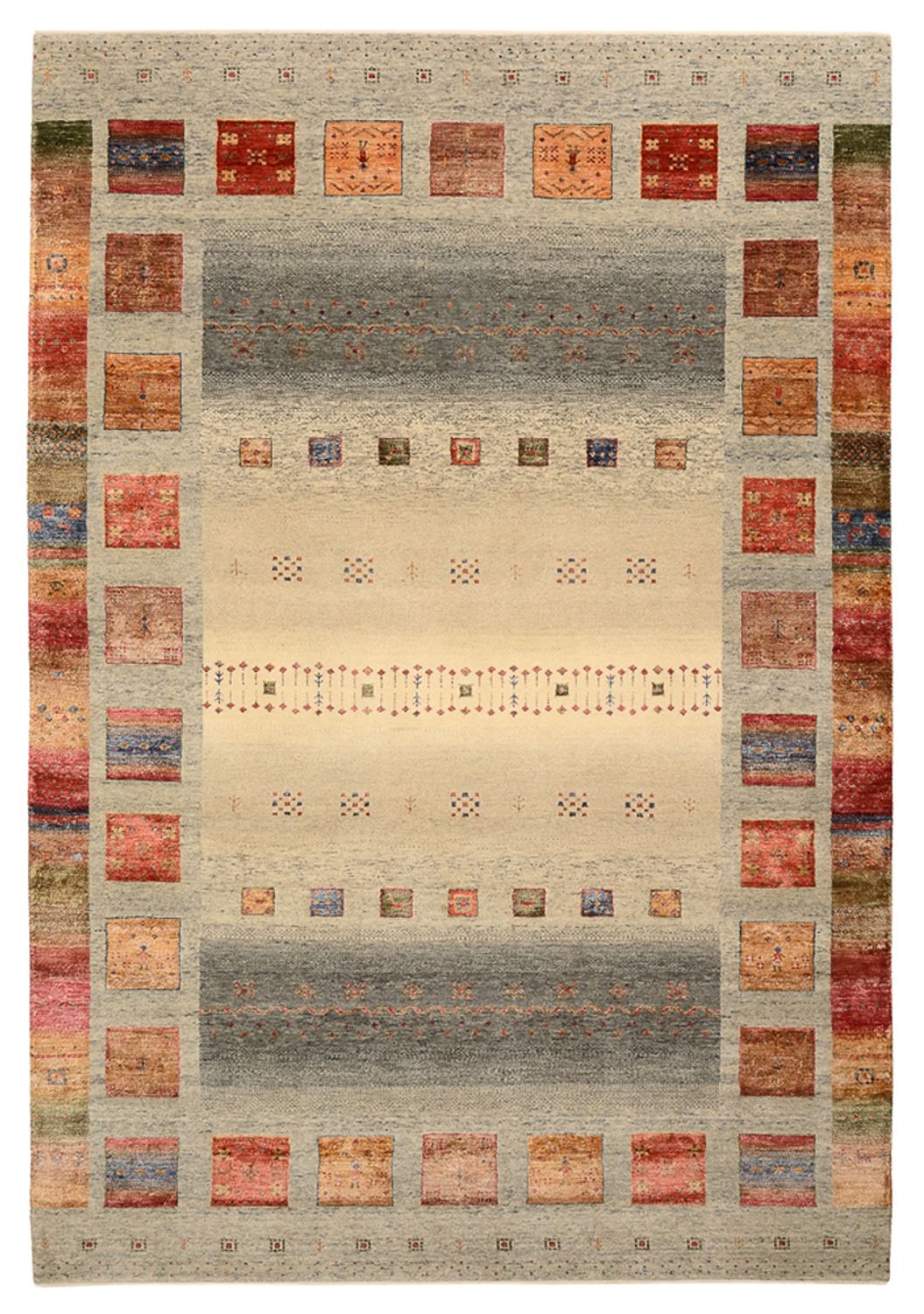 Alfombra Gabbeh - Loribaft Indus - 304 x 208 cm - beige oscuro